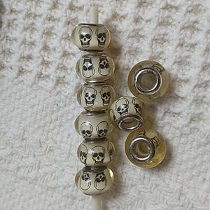 9 Beads Black Skull design Vintage 1/2 × 3/8 inch for your bracelet
